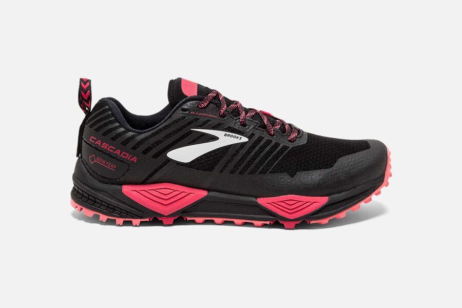 Brooks Cascadia 13 GTX Womens UK - Trail Running Shoes - Black/Pink/Coral 048-STOANE